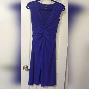 Chaps Ralph Lauren Women's Dress Purple Stretch Short Sleeve Wrap Fit Flare S